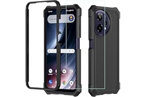AULZAJU for Cricket iCon Plus 2026 Phone Case/Att Verge 2 Phone Case with Screen Protector [Front Silicone Bumper+Frosted PC Back] Full Body Protection with Rugged Shockproof Military Grade Corner Black