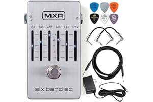 Tonebird MXR M109S Six Band EQ 10-Slide Equalizer Frequency Effects Pedal with Tonebird 9v Power Supply, Patch Cable, Picks Bundle