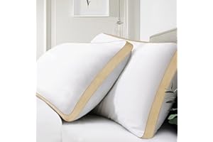 mislili Queen Pillows 2 Pack, Size Set of - Cooling Bed Hotel for Sleeping Side Back Stomach Sleepers, Breathable Down Alternative Filling Gusseted Pillow Soft & Supportive