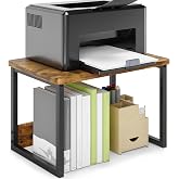 MARTY Printer Stand for Desk, Desktop Shelf Printer Riser for Home Office | Desktop Printer Stand, 17.1"x12.4", Printer Shelf, Small Printer Table for Fax Machine Copier Scanner, Desk Organizer, Brown