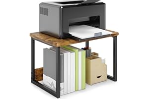 MARTY Printer Stand with Storage for Desk, Desktop Printer Stand Shelf Organzier for Home/Office Heavy Duty Printer Riser Under Desk Small Printer Table for Fax Machine Copier Scanner(Rustic Brown)