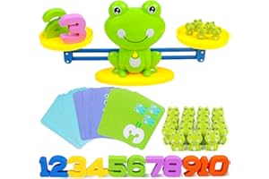 CozyBomB™ Homeschool Kindergarten Frog Scale Cards Balance Board Game - Preschool Math Learning Stem Montessori Toys Educational Gifts for Boy Girl Ages 3 4 5 6 Year Old Birthdays Christmas Holidays