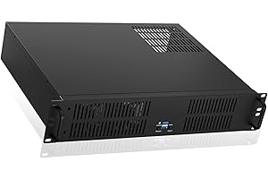 2U Server Chassis Rackmount Case,3.5" HDD+1SSD Bays, Micro-ATX,ITX Compatible,USB 3.0 x 2,Black
