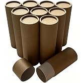 10 Pcs Kraft Paperboard Tubes with Lid, Round Kraft Paper Jars Gift Packaging Tube Container Empty Cardboard Container for Tea, Coffee, Crafts, Gift, Essential Oil Bottle
