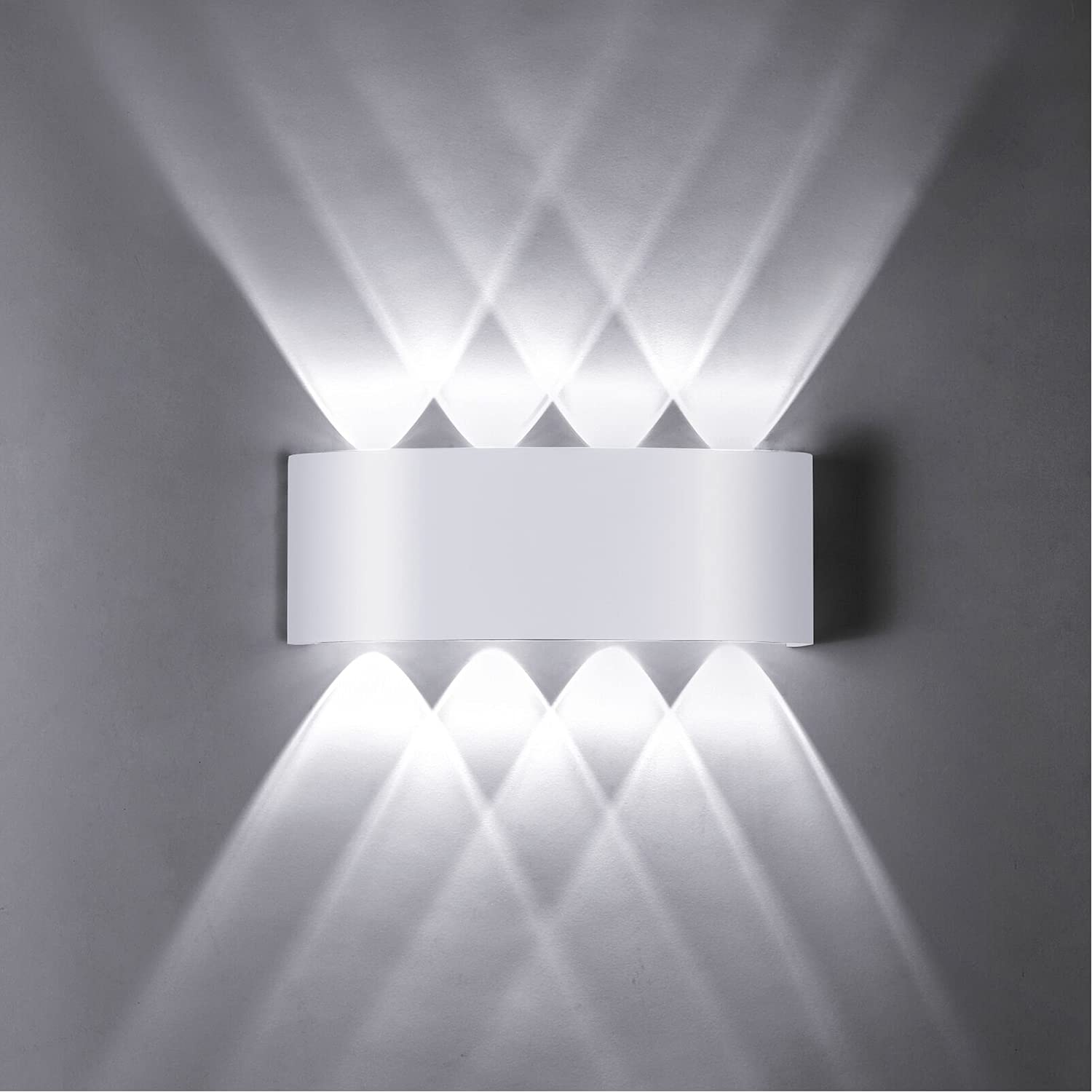 ZIKEY 8W LED Wall Light, Cool White 6000K, Waterproof Up Down Wall Lamp, Aluminium LED Spot Light Night Lamp, Indoor and Outdoor Wall Lighting Fixture