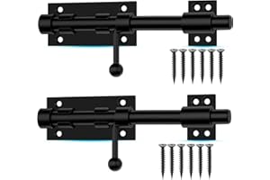 V·RESOURCING Slide Bolt Gate Latch, 7.8 Inch Heavy Duty Solid Stainless Steel Bolts Latches,for Fence, Yard Doors, Garages, Bedrooms, Cupboards and Window (2 Pack, Black)
