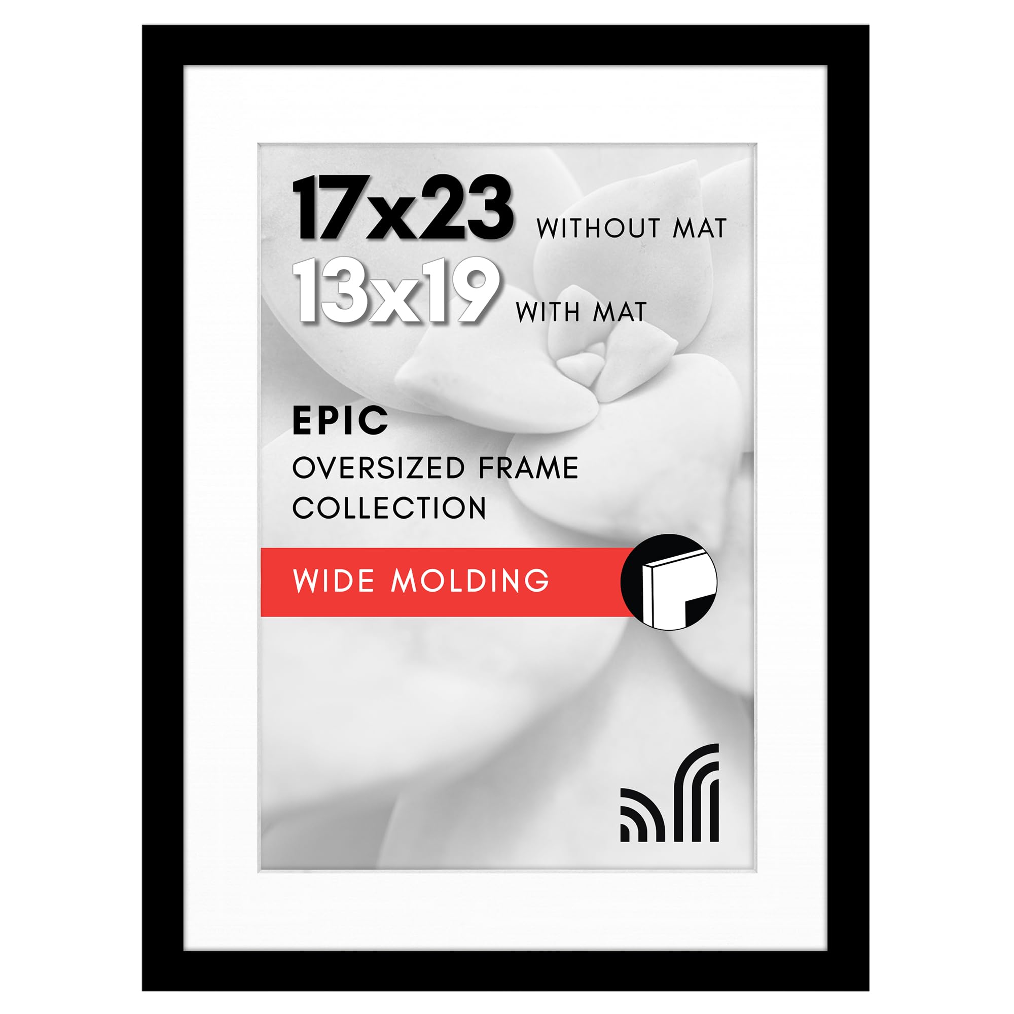 Americanflat 17x23 Picture Frame with Polished Plexiglass - Use as 13x19 Frame with Mat or Display 17x23 Photo Without Mat - Epic Collection - Wide Picture Frames for Wall Display - Black