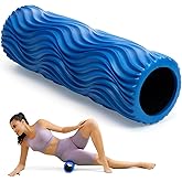 Foam Roller Medium Density Back Roller for Deep Tissue Muscle Massage of The Back and Leg Muscles - Self Myofascial Release of Painful, Wave Textured Muscle Roller, Fitness Roller for Pilates, Yoga