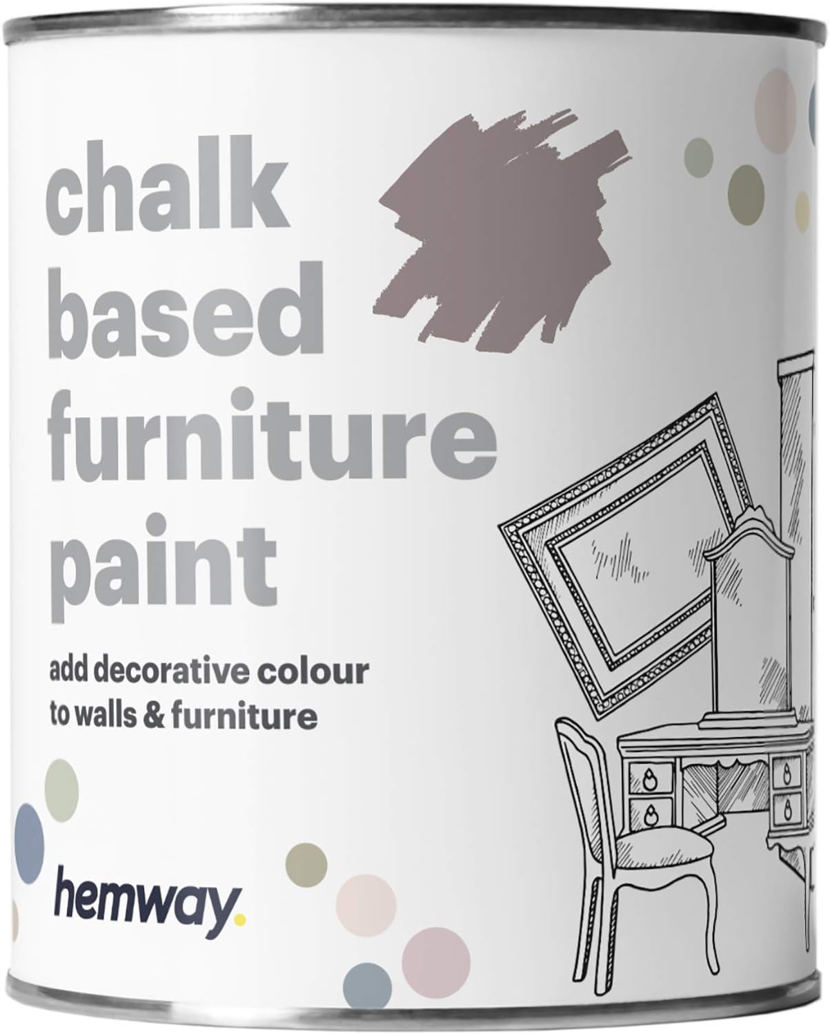 Hemway Chalk Based Furniture Paint, Cinder Blush Pink 1L, Matt Finish Shabby Chic, Chalk Paint Furniture & Walls, Quick Dry & 1 Coat