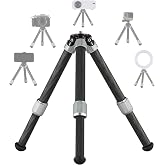 LEOFOTO Carbon Fiber Small Tabletop Travel Tripod, Weight 160g/0.35lb, Maxload 5kg/11lb, Lightweight Tripod Stand, 1/4" Inch Screw, for Camera/Phone Holder/Projector, MT-02C Long Version (MT-02CL)