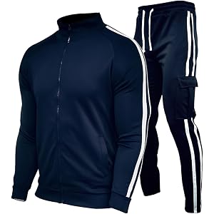 Shiketong Sweatsuits for Men Y2k Leisure Baggy Jacket and Sweatpants Set for Walking Athletic Gym