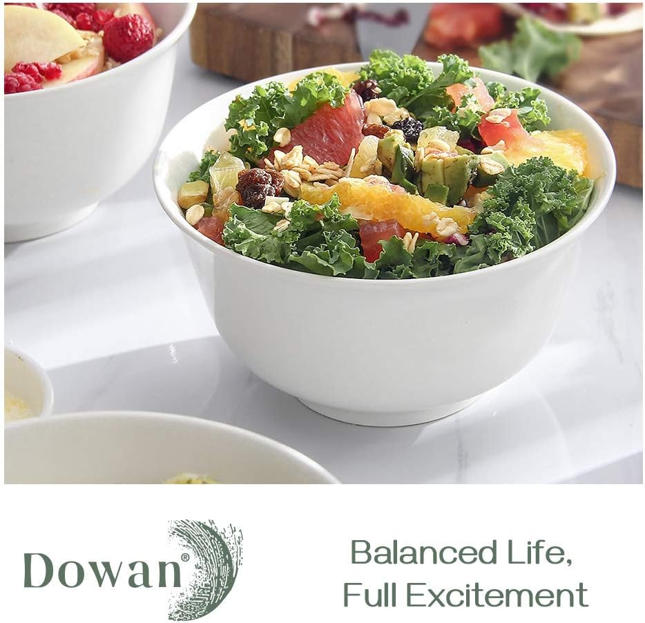  | DOWAN Soup Bowls for Kitchen, White Deep Cereal Bowls, 20 Ounces Classic Round Style Ceramic Bowls Set For Cereal Soup Oatmeal Dessert, Dishwasher and Microwave Safe, Set of 6: Cereal Bowls