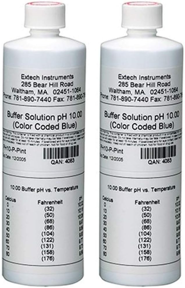 Extech PH10-P 10pH Buffer Solution (2 Bottles), Comes in Convenient Pint Size Plastic Bottles