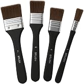 4 Pack Wide Flat Paint Brush Set, Assorted Size Flat Paint Brushes Nylon Chip Brushes for Acrylic, Oil Painting, Watercolor, 
