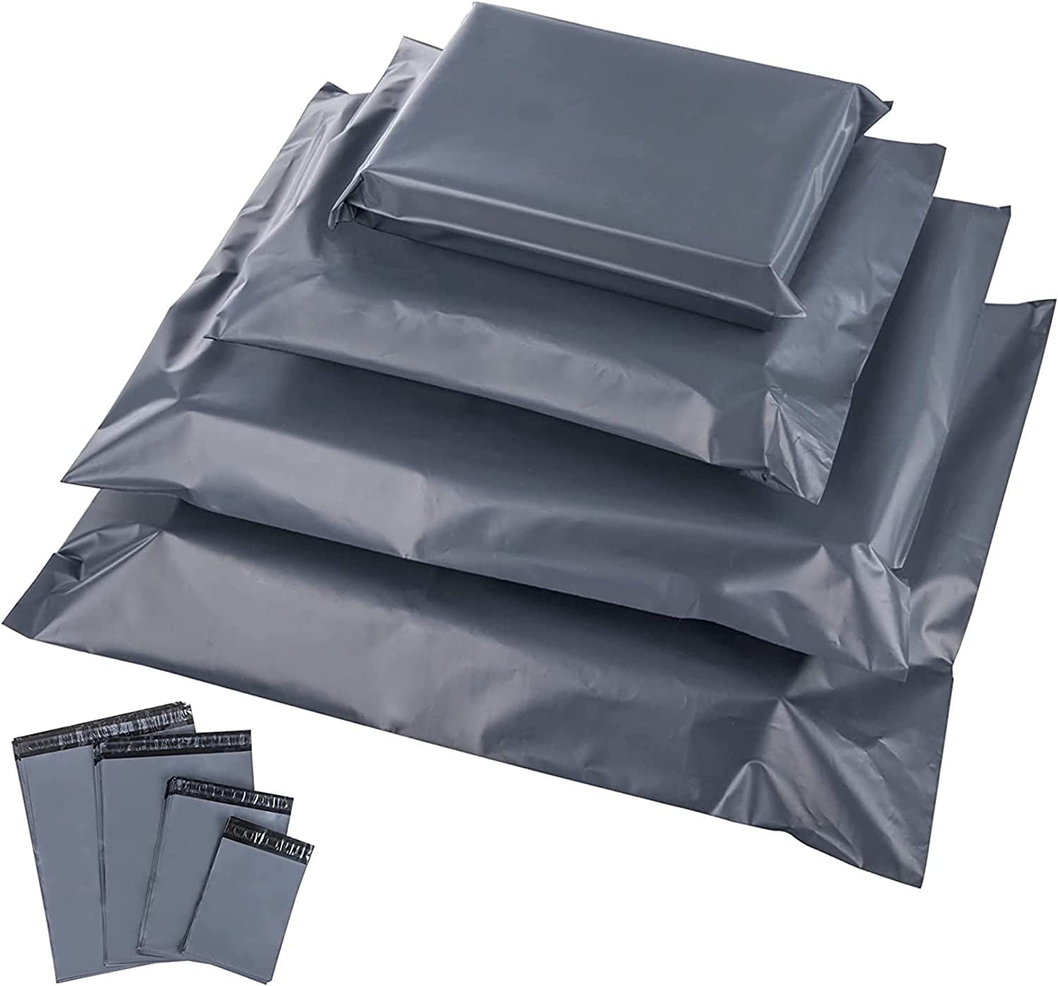 100 x Mixed Grey Mailing Parcel Bags - 4 Sizes 25 from Each Poly Postal Self Seal Mailing Bags - Small to Large Postage Bags Packaging Assorted Mailers Posting Shipping Post Parcel Package Bags