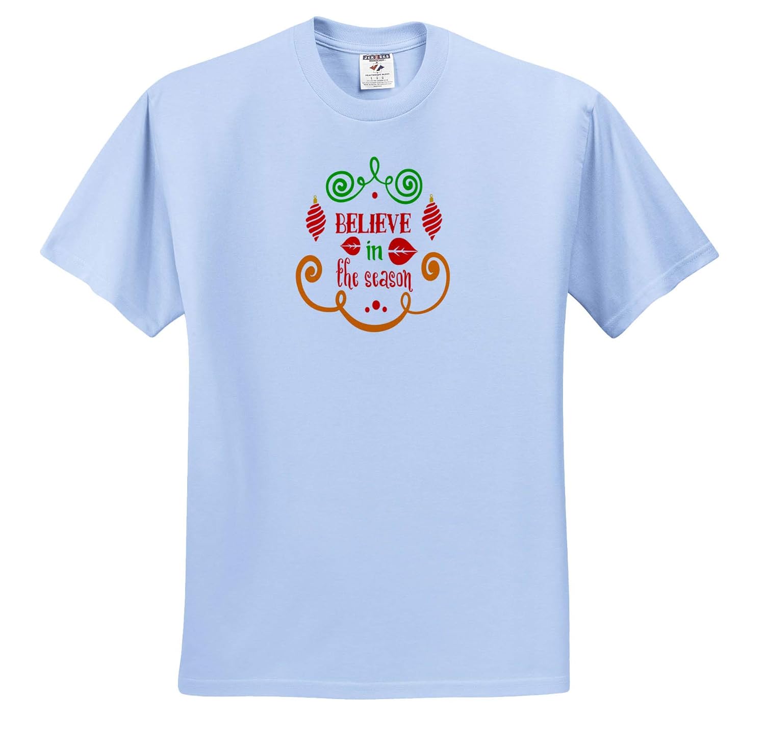 Holidays and Typography Believe in The Season 3drsmm 3dRose AmansMall Winter T-Shirts Christmas Typography