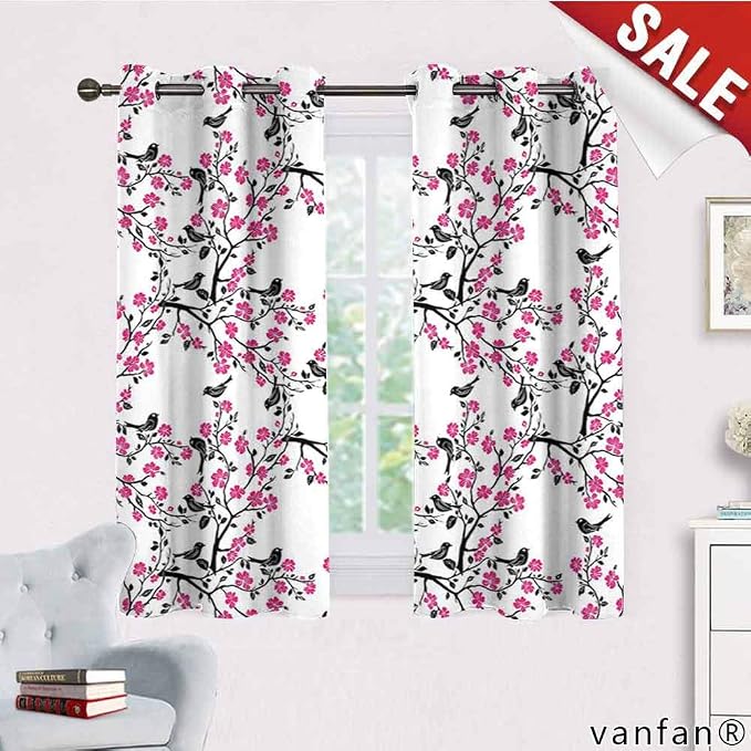 Amazon.com: LQQBSTORAGE Cherry Blossom,Blackout Curtains,Sakura Tree