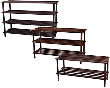 E Bargains Dunkles Holz Holz Lattenrost Schuhregal Stander Organizer Aufbewahrung Regal Stapeln Vintage Einheit Ordentlich Sauber Holz 4 Ablagefacher Amazon De Kuche Haushalt