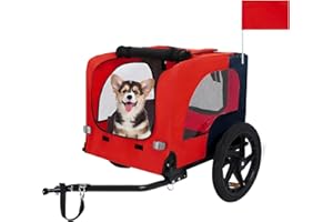 BREEVIA Universal Dog Bike Trailer Cargo, Pet Carrier with Quick Release Wheels for Small Medium Dogs 66lb, Foldable Bike Wagon with Internal Leash, Lightweight Bicycle Cart for Camping, Jogging