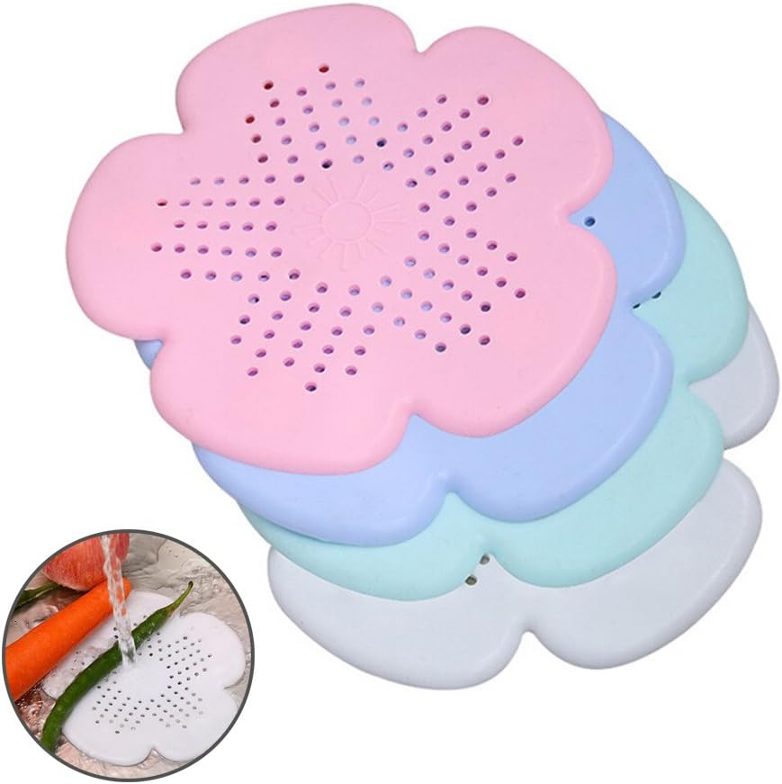 Drain Protector Cover Sink Filter for Shower Bath Kitchen Plug Hole Hair and Food Waste Catcher (4 Pieces)