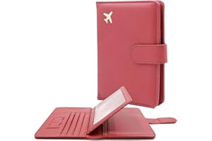 Deziliao Passport Holder for Women and Men, Passport Holder Card Slots, RFID Blocking Passport Wallet, Travel Essentials Cute Passport Cover Passport Case (Red)