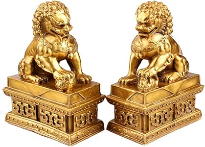 LIBWX Fu Foo Dogs Guardian Lion Statues, felicitación de inauguración