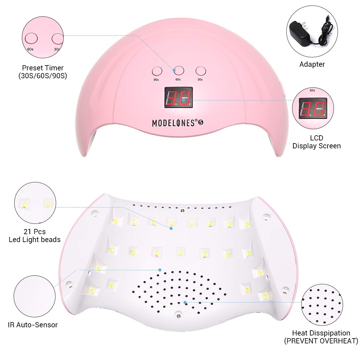 Gel Nail Polish Kit with U V Light 48W LED Nail Lamp Modelones 7 Colors Shellac Gel Nail Polish Set, Base Top Coat, Nail Primer, Nail Art decorations, Home DIY Starter Kit Gel Manicure Kit with Light : Beauty