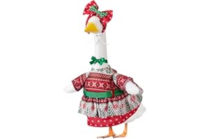 EKOREST Christmas Porch Goose Outfits for 23 Inch Lawn Statue, Ugly Sweater Costume for Plastic/Cement Statue, Duck Sculpture Clothes for Xmas Winter Yard Patio Party Decoration