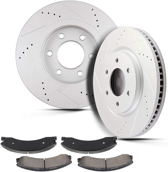 BRAKEUS Brake Rotors Ceramic Pads fit for 20162017 for Nissan Titan XD with 6 Lugs