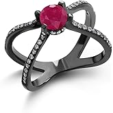 Gem Stone King 1.58 Ct Round Red Ruby 925 Sterling Silver Ring