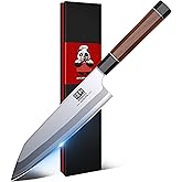 SHAN ZU 8 Inch Japanese Chef Knife, 9 Layers 10Cr15MoV High Carbon Steel Professional Kitchen Knife, Sharp Cooking Knife with Ergonomic Red Sandalwood Handle, Meat Cutting Sashimi Kiritsuke Knife