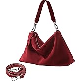Suede Tote Bags for Women, Suede Purse Handbag Vintage Slouchy Hobo Shoulder Crossbody Bag