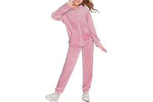 Arshiner 2 Piece Outfits for Girls Velour Tracksuit Hoodie and Jogger Set Sweatsuit Athletic Clothes Sets