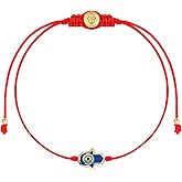 KARMA AND LUCK Red String Bracelet for Women – Adjustable 5”–8” Drawstring – Evil Eye, Hamsa, Moon & Stars, Heart, Malachite – Enamel Charms for Protection, Luck & Good Karma – Handmade in Thailand