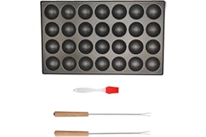 Kuci Takoyaki Pan 28-Hole Octopus Pan - Premium Non-Stick Aluminum Takoyaki Grill, One-Piece Cast Design for Even Heating Wit