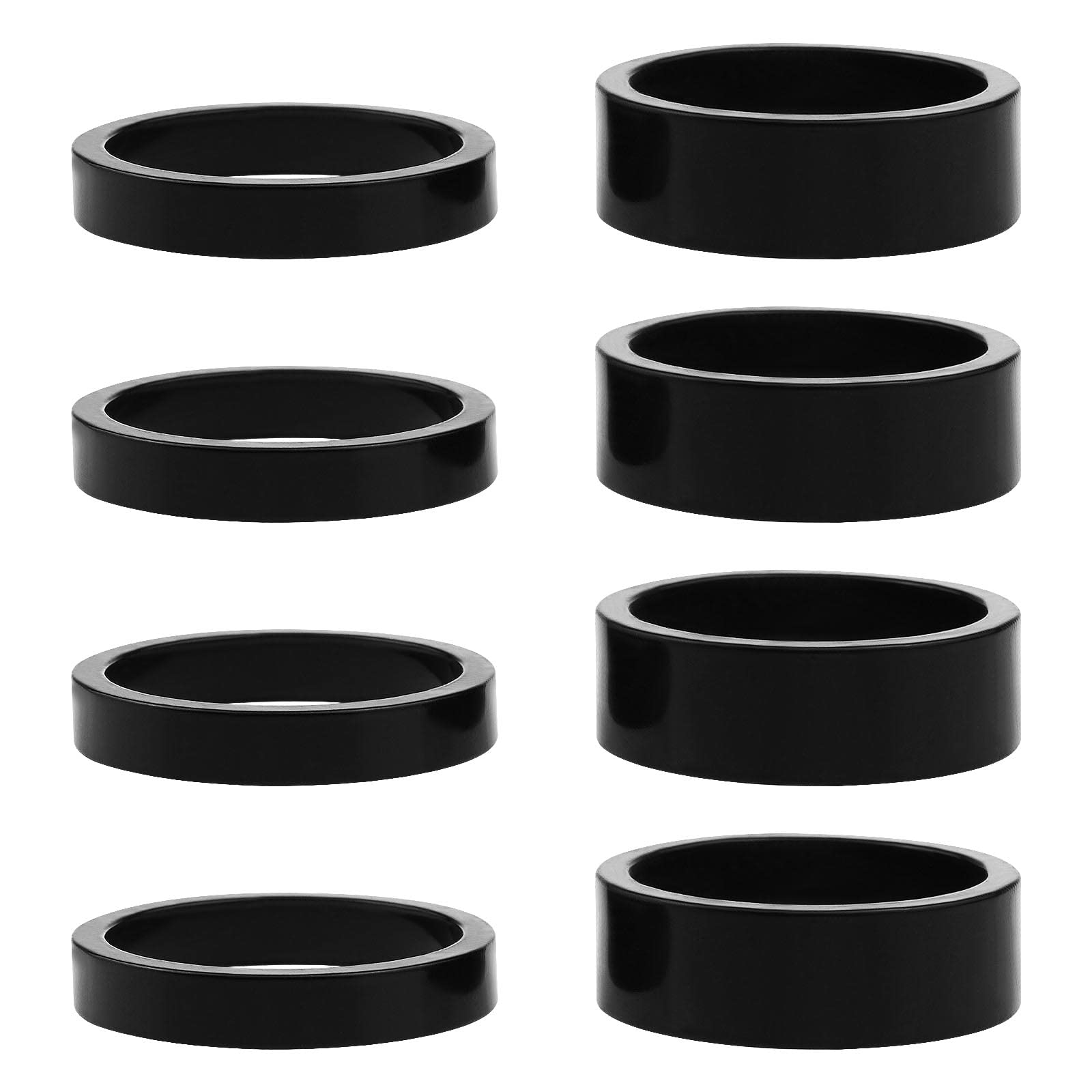 EMSea 8Pcs Head Stem Spacer Replacement Head Tube Spacer Aluminum Alloy Headset Washer Bicycle Accessories Compatible with 25.4mm Front Stem Fork MTB/BMX/Mountain Bike Black (4pcs 5mm & 4pcs 10mm)