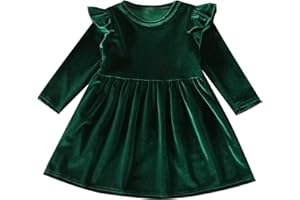 IDOPIP Toddler Baby Girls Velvet Tutu Dress Long Sleeve Princess Christmas Birthday Party Wedding Dresses Fall Winter Clothes