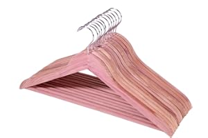 ELONG HOME Solid Cedar Hangers 12 Pack, Sturdy Wooden Hangers with 360 Degree Swivel Hook, Smooth Surface Wood Coat Hangers with Cedar Scent for Refreshing Closet