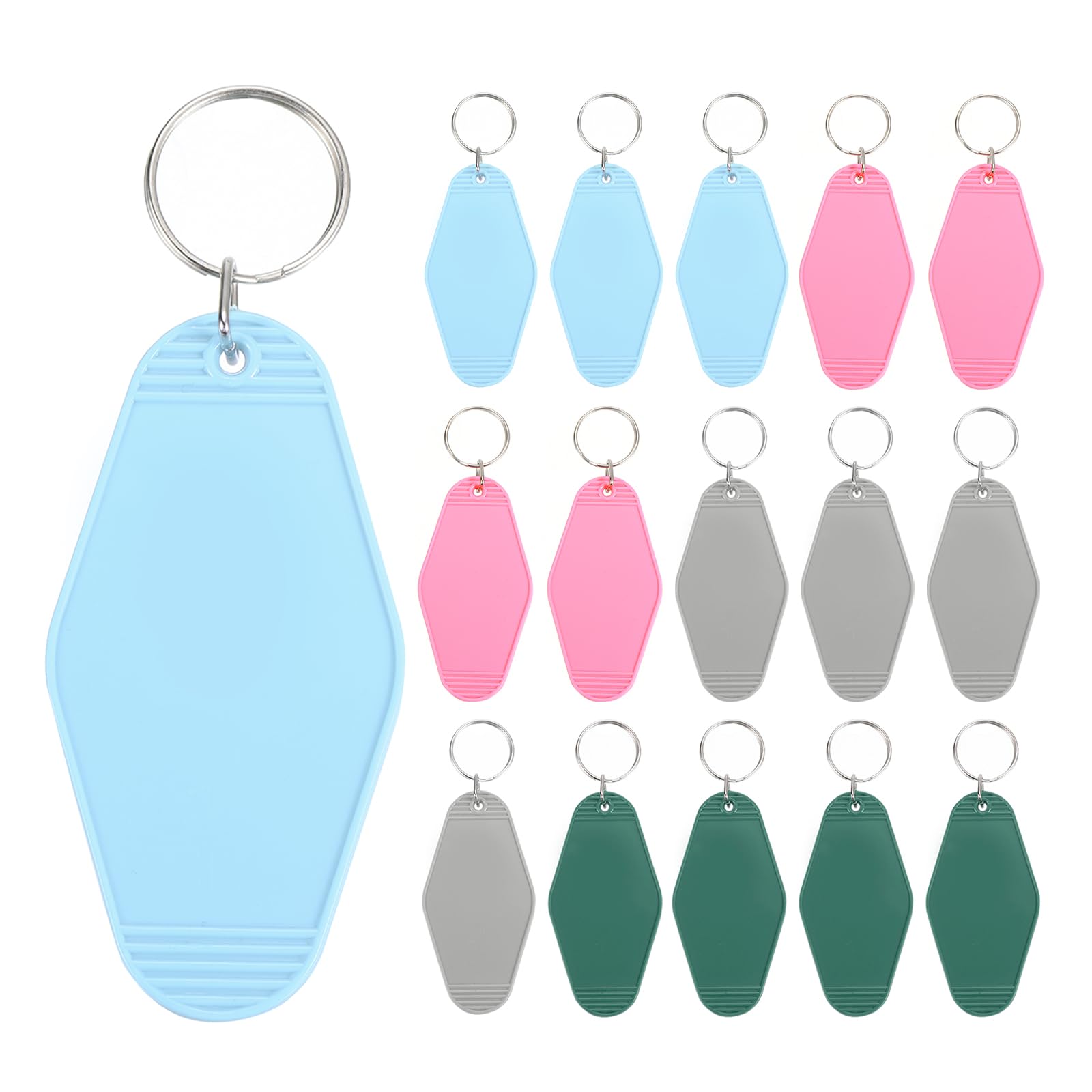 PATIKIL Vintage Motel Keychain Assorted Color, 16 Pack Blank Hotel Keychains Rhombus Retro Key Tag for DIY Crafts Ornament Backpack Luggage Labels Tags