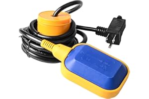 GUETNEU Universal Tethered Float Switch With Counterweight - 15A, 110250V AC, Piggyback Style Plug, 10 Feet Cord - Ideal for Water Tanks, Sewage Pumps, Septic Tank Pumps
