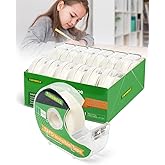 Invisible Clear Tape Bulk Rolls,12 Packs Gift Wrapping Tape for School Office Craft Job with Dispenser Frosted Writable-7/10 