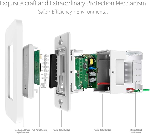 Control continuo Regulador KKmoon Wifi Smart Dimmer Switch Controlador de velocidad del ventilador compatible con Alexa Google Home con control remoto neutro de intensidad 120 V