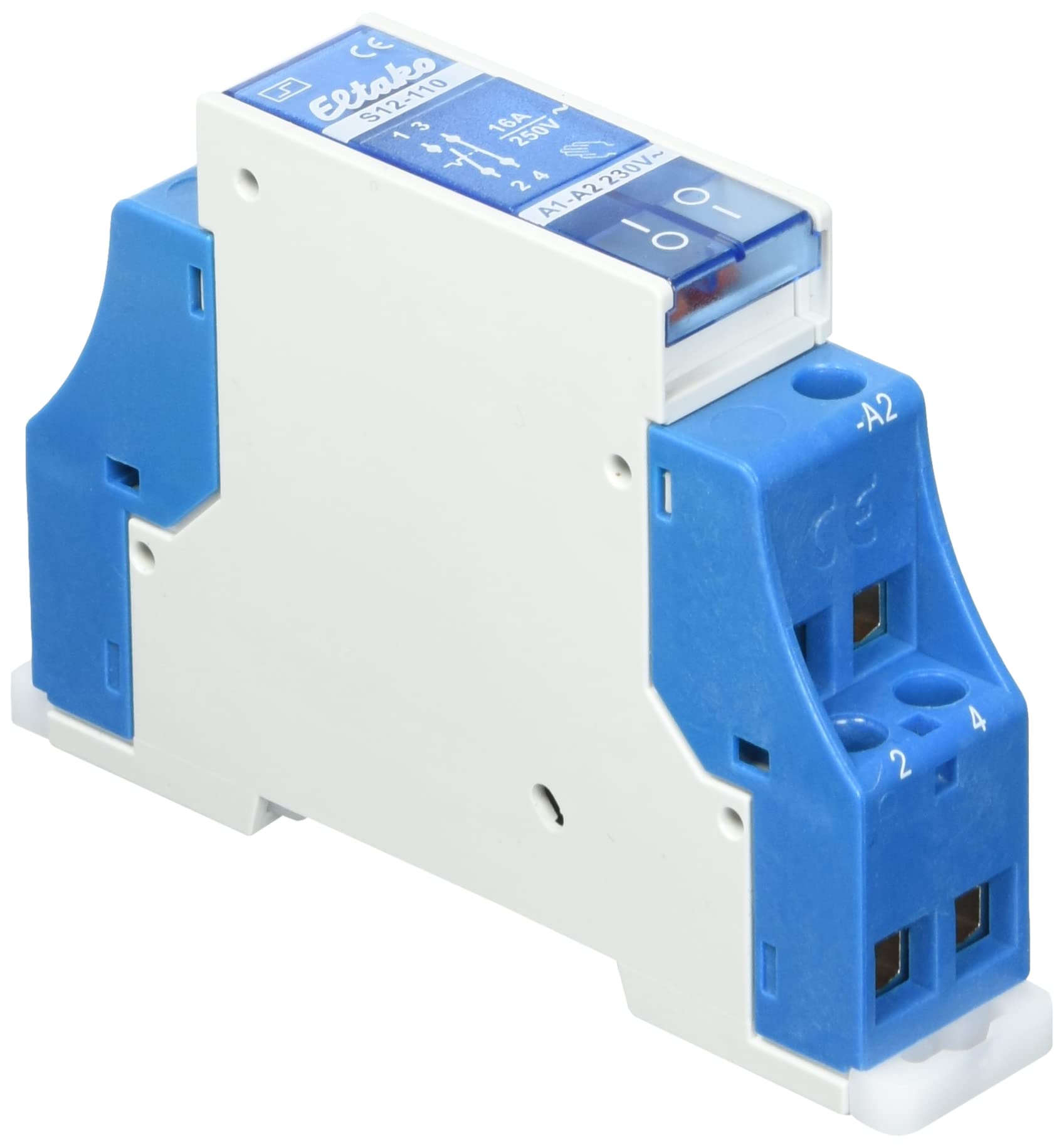 Eltako 2078011 ELTA Surge Switch S12-110-230V, Blue, Manual, DIN Rail Mount, 16A, Relay