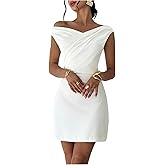SOLY HUX Women's Off The Shoulder Wrap Mini Dress Cap Sleeve Party Going Out Summer Dresses