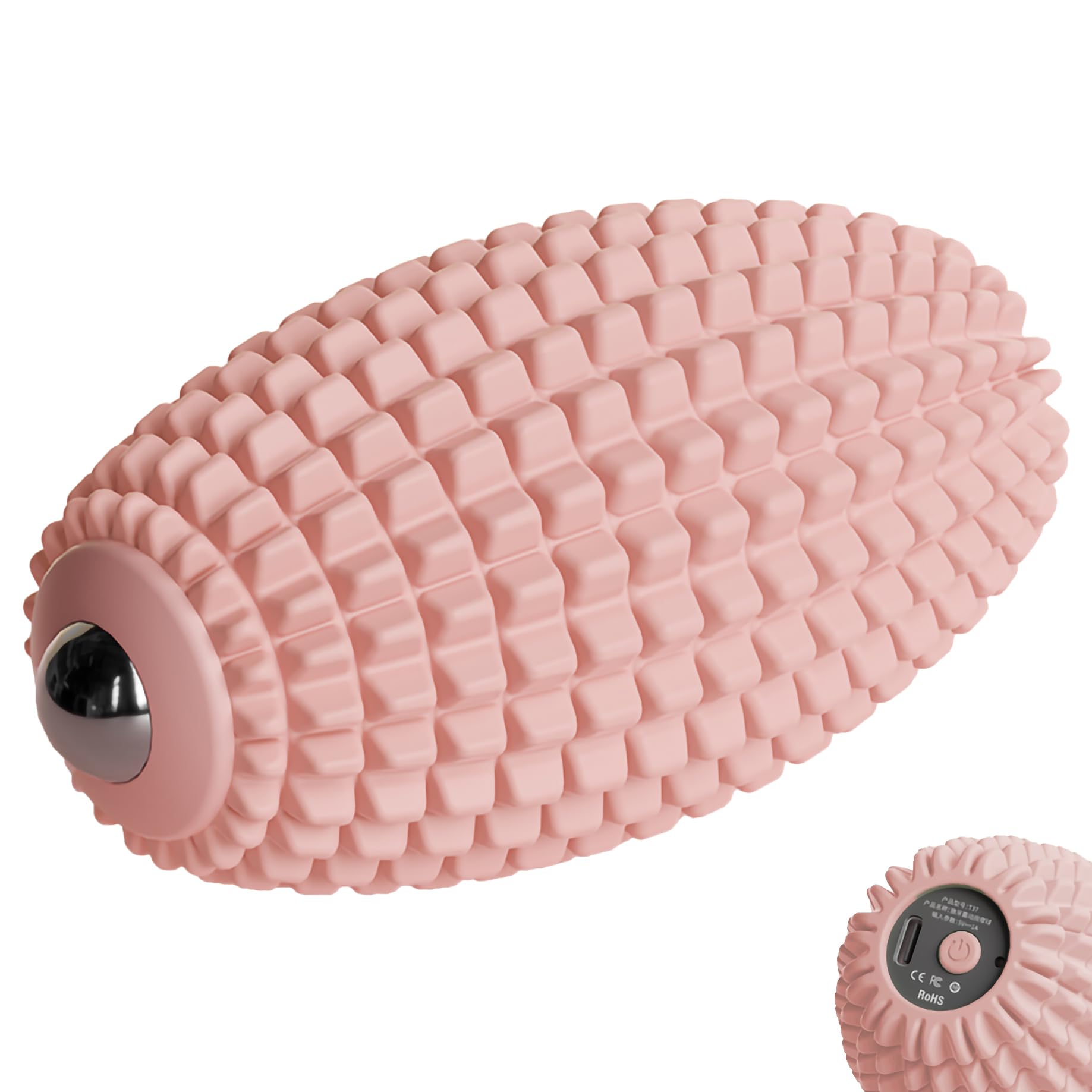 Photo 1 of JIEJUNJIE Vibrating Massage Ball for Plantar Fasciitis & Myofascial Release, Silicone Muscle Roller for Back, Neck, Foot, and Leg, Portable Trigger Point Massage Tool, 3 Vibration Modes (Pink)