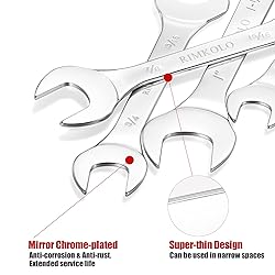 RIMKOLO Super-Thin Open End Wrench Set, 16-Piece