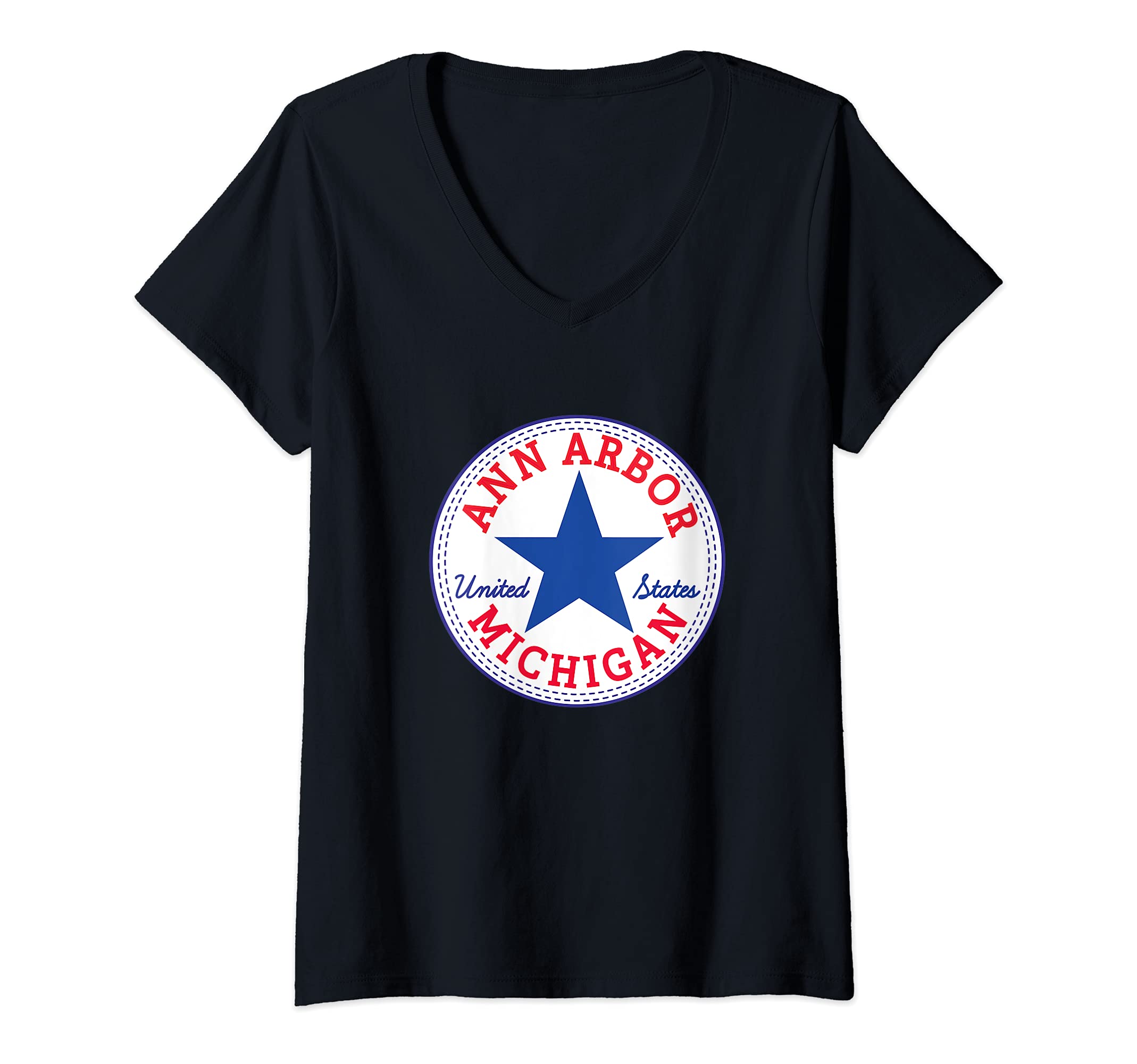 Womens Ann Arbor Michigan UNITED STATES of America holiday camping V-Neck T-Shirt