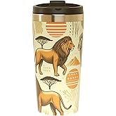 AetherSip Lion Art 15oz Stainless Steel Mug – Lidless Open-Top Design for Pure Sipping – Reusable & Sustainable Alternative for Wildlife Lovers – Bold Artistic Drinkware for Office & Home