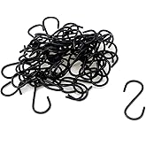 Meprotal 50pcs S Hooks 1.7inch, Black Mini Ornament Iron Hooks Hanger Small S Hook for Hanging Jewelry Kitchenware Plants