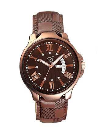 Rico Sordi Mens Copper PU Day & Date Watch